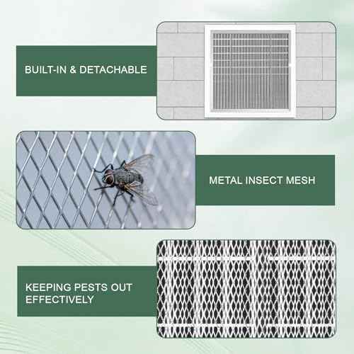 12"x12"Aluminum Gable Vent - Shed Vents with Screen,Vent Opening: 10"