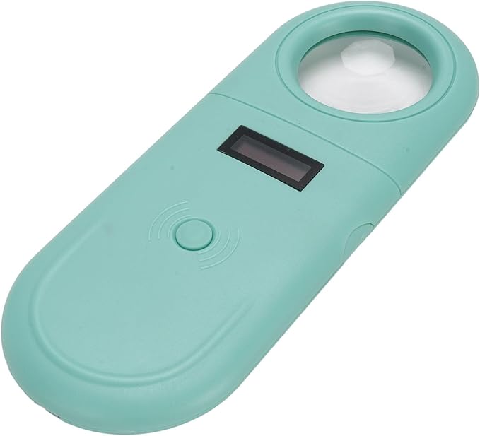 Pet Chip Reader Handheld with Magnifier and LED Light for Animal Identification Applications - USB Charging Portable Animal Chip Scanner for DogCatHorse - Green ABS Material