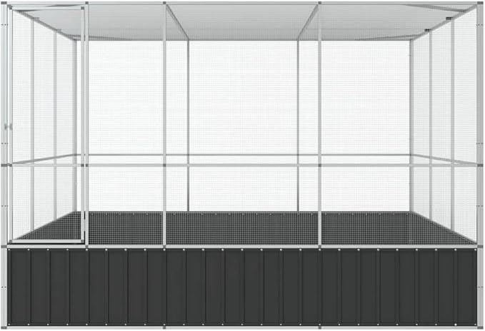 Large Metal Heavy Duty Walk-in Aviary Cage, Ample Activity Space Bird Cage with Lockable Door Also for Chickens and Rabbits, Silver 122.4"x120.9"x83.5" Steel,-405