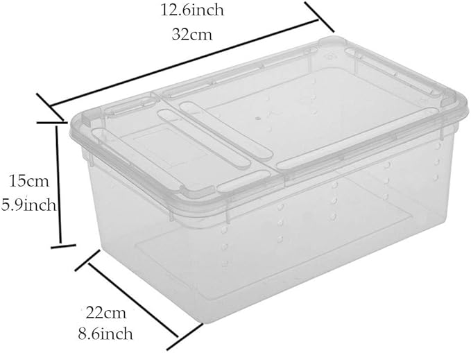 2 PCS Reptile Feeding Box Lizard Tarantula Habitat Cage Hatching Container Snake Breeding Box Transparent Portable Plastic Mini Pet Houses for Scorpion Spider Frog