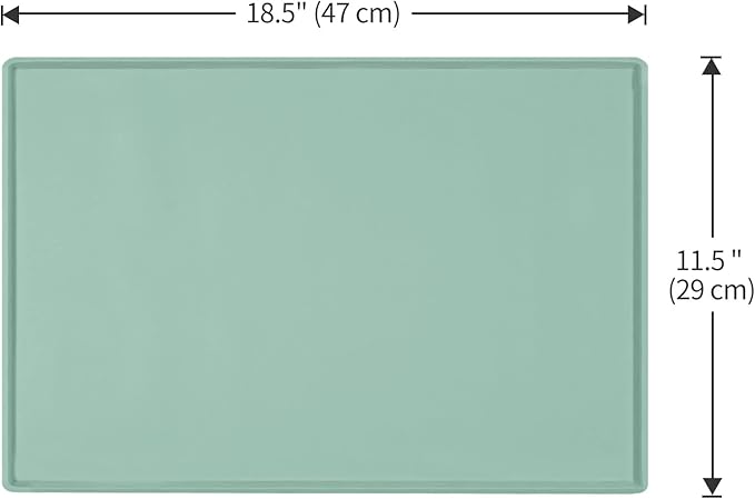 Dog Food Mat,Silicone Waterproof Food Tray,Non Slip Pet Bowl Mats Placemat,0.6" Raised Edge,Suitable for Most Small and Medium Sized Pets,18.5" x 11.5"