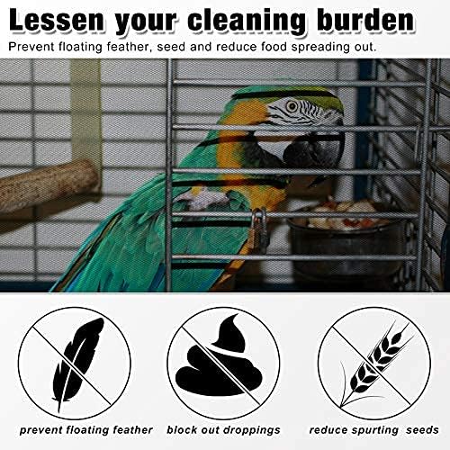 Shappy Large Bird Cage Seed Catcher,Bird Cage Cover Net Skirt Guard,Adjustable Soft Airy Mesh Net for Parrot Parakeet Macaw(78.7 x 15 Inch/ 200 x 37 cm,White)