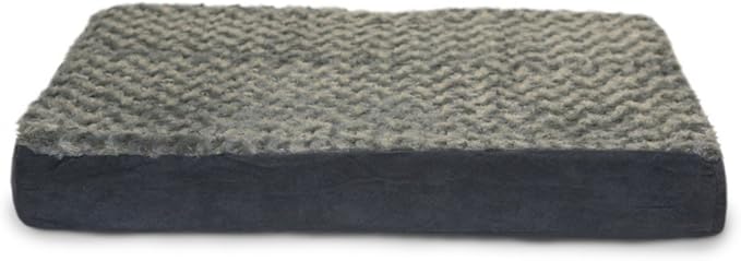 Furhaven Memory Foam Dog Bed for Large/Medium Dogs w/ Removable Washable Cover, For Dogs Up to 55 lbs - Ultra Plush Faux Fur & Suede Mattress - Gray, Large