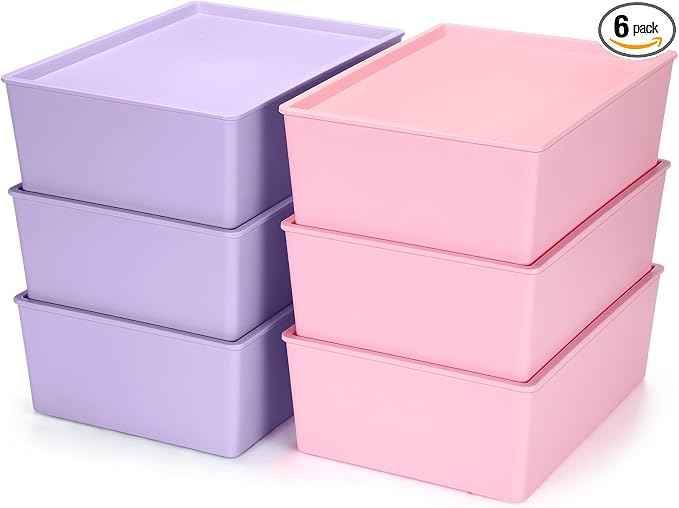 Menkxi 6 Pcs Large Plastic Storage Bins
