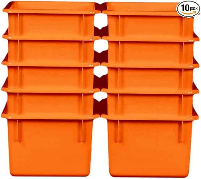 Wood Designs Cubby Storage Bin, Heavy Duty Plastic Containers