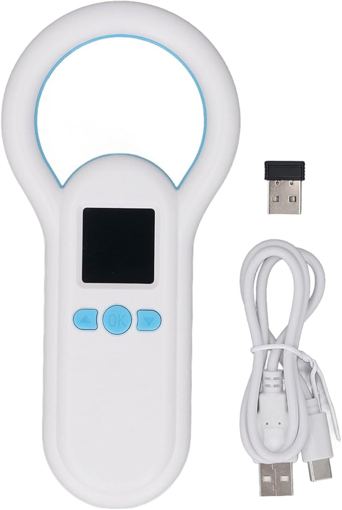Garosa Animal Microchip Scanner 1.44in Screen 500 Data Storage 915M USB 2.4G Wireless BT Pet Chip Reader with 3 Connection Methods for ISO 11784 11785 FDX B Compatible