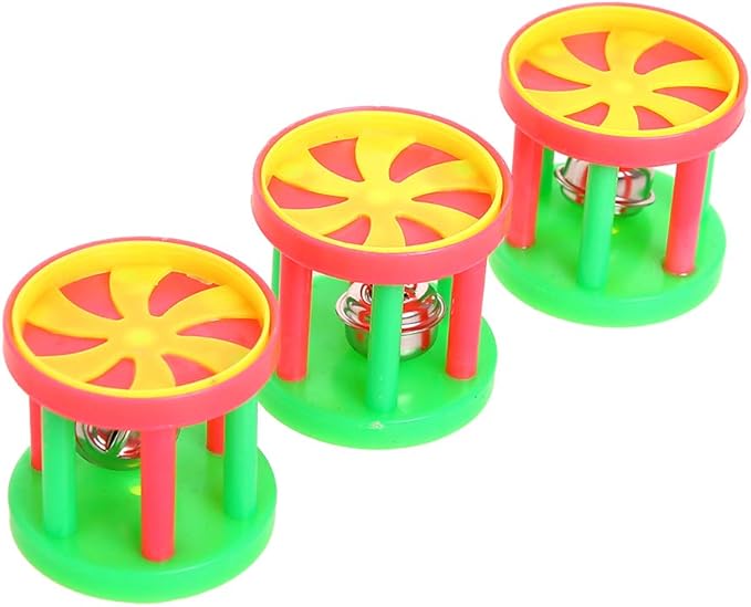 QBLEEV Bird Roller Rattles Toys, Parrot Foot Toys, Foraging Chewing Bell Training Trick Toys, Birds Play Gym Activity Center Cage Accessories for Small Parrots-3 Pack