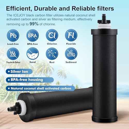 IceJoy Carbon Rods (2 PACK) for Gravity Water Filtration System - Replacement for Berkey® BB9-2® Black Filters, Berkey® Gravity Water Filter System and Other Filter System NSF/ANSI 42 Certification