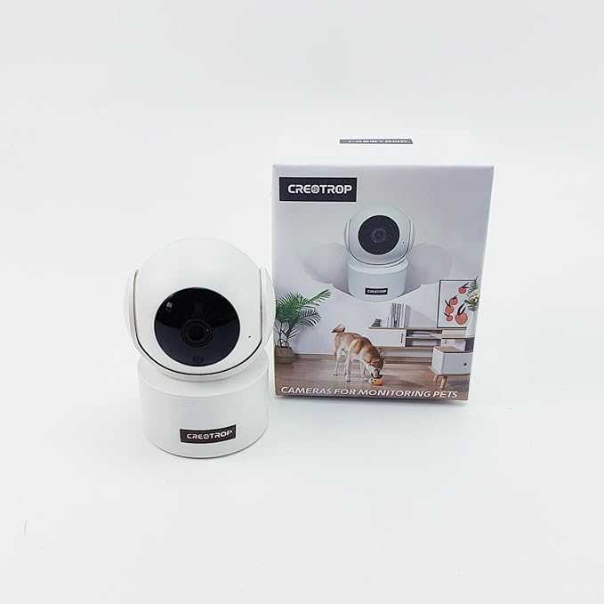 CREOTROP Cameras for Monitoring Pets,360° Pet Camera, Dual-Band WiFi, Auto Tracking, Super Night Vision, 2-Way Talk