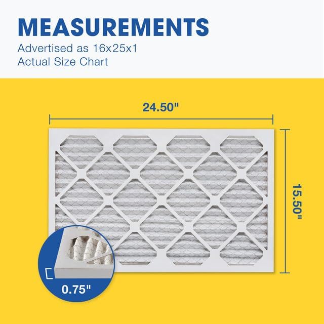 Aerostar 16x25x1 MERV 13 Pleated Air Filter, AC Furnace Air Filter, 12 Pack
