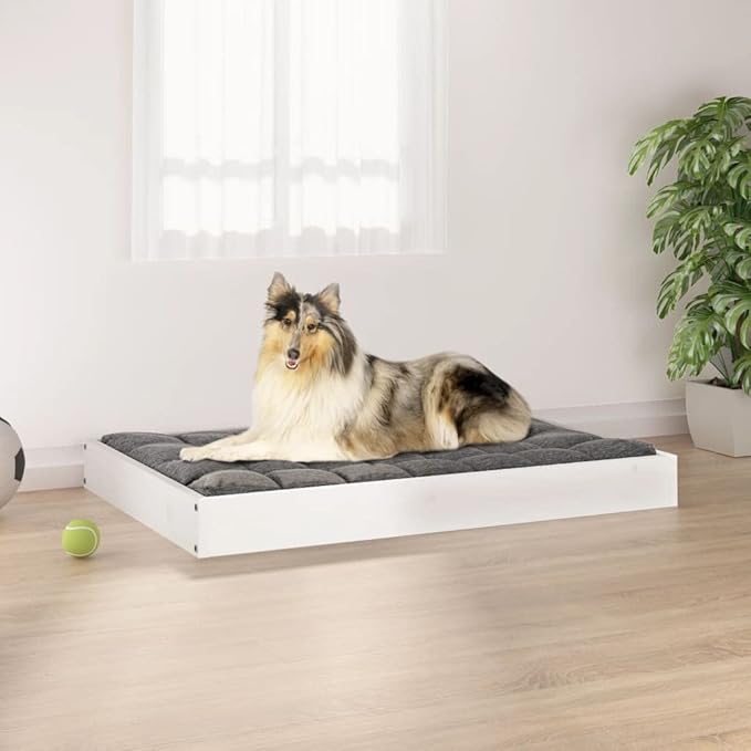 Solid Pine Wood Dog Bed for Medium Dogs, Minimalist Design with Sturdy Construction and Elegant Style, Easy to Clean Pet Friendly Material for Indoor Use