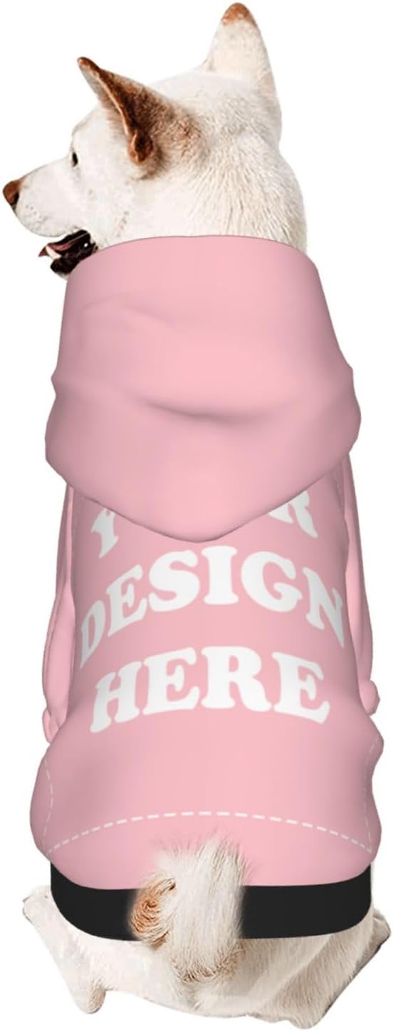 Personalized Dog Hoodie, Custom Dog Costumes for Small Dogs, Holiday Happy Dog Clothes Football Pet Shirt Sweater with Name Number for Girl/Boy Cats/Kitten, Pink, XXS