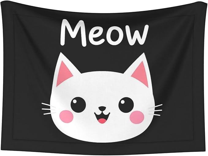 Cat Meow Print Soft Plush Pet Blanket, Washable Dog Blanket, Cat Fleece Throw, Puppy Bed Crate Mat & Sofa Couch Protector - Large