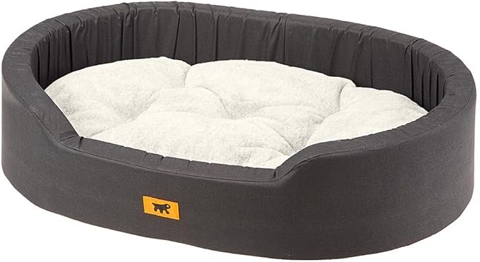 Ferplast Dog Bed Dandy, Removable, Washable Cushion, Cotton Cover and Peluce with Soft Padding, Bed for Medium Size Dogs, 80 x 55 xh 18 cm, Brown