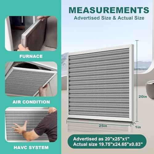 20x25x1 MERV 8 Washable Electrostatic HVAC Furnace Air Filter