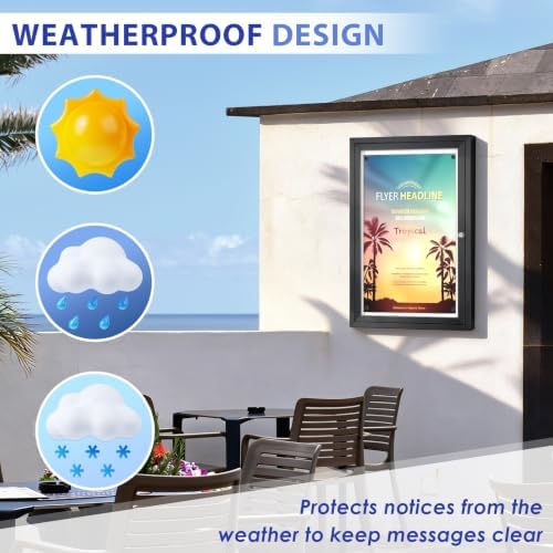 SWANCROWN 36x24 in Outdoor Bulletin Board, Enclosed Whiteboard, Black Frame