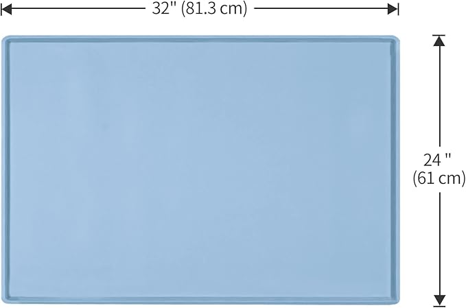 Dog Food Mat,Silicone Waterproof Food Tray,Non Slip Pet Bowl Mats Placemat,1" Raised Edge,Suitable for Most Small and Medium Sized Pets,32" x 24"