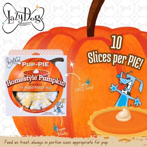 The Lazy Dog Cookie Co. Homestyle Pumpkin Pup-Pie – All Natural Dog Treat for All Occasions – Healthy Dog Cookies Made in USA – 6" Celebration Pie – Best Natural Treats for Dogs, 5 oz