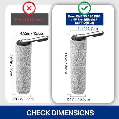 Roller Brush Replacement & Vacuum Filters for Tineco Floor ONE S5, 2 Each