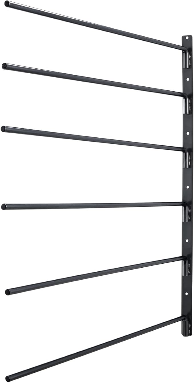 VEVOR Wall Mounted Saddle Rack, 30.9 x 29.9 x 5.5 in, Swing Out Saddle Holder, Six Tiers Horse Saddle Stand, Space Saving Horse Pad and Blanket Rack for Tack Room Organization Trailer Accessories