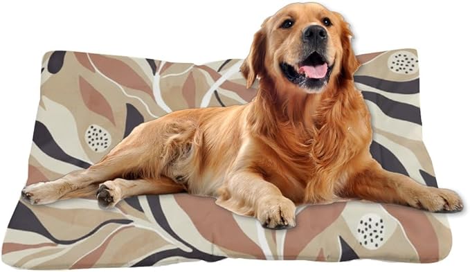 Modern Earthy Leaves Outdoor Dog Bed Small Dog Crate Mat Bed Pads for Crates for Crate Washable Non-Slip Medium Dogs Pad Mat Products Dogs Indoor Outdoor 36X24 Inch