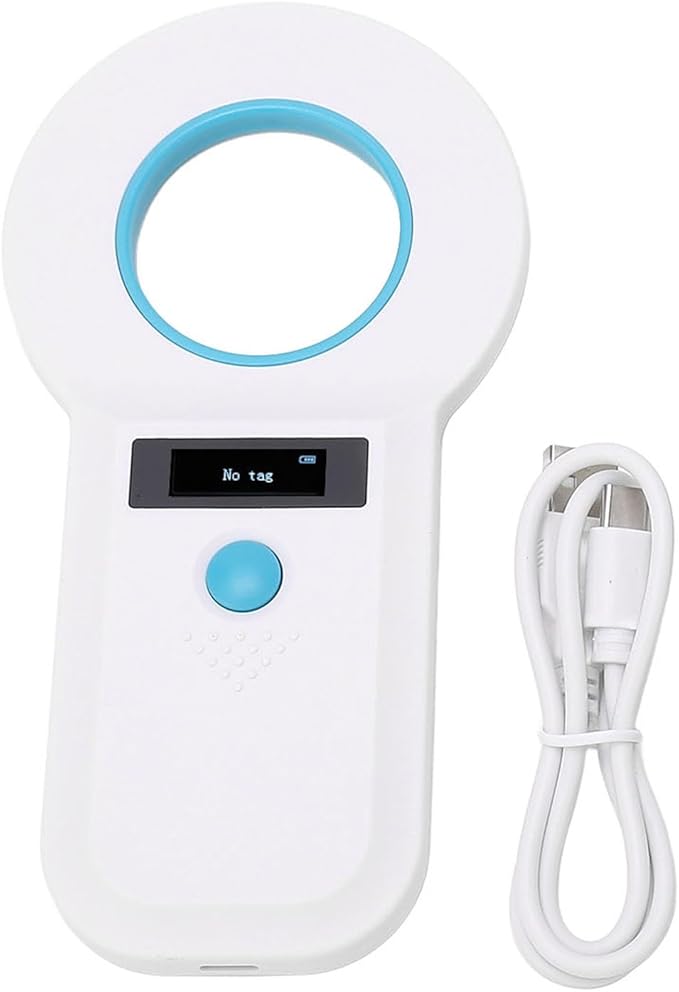 FTVOGUE Pet ID Microchip Scanner 134.2KHz ABS Handheld Quick Response with Bright Screen for Animal Tracking