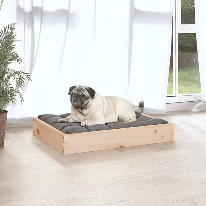 Solid Wood Pine Dog Bed, Solid Wood Pet Bed, Small Pet Furniture Cat & Dog Bed Frame, 24.2"x19.3"x3.5",-546