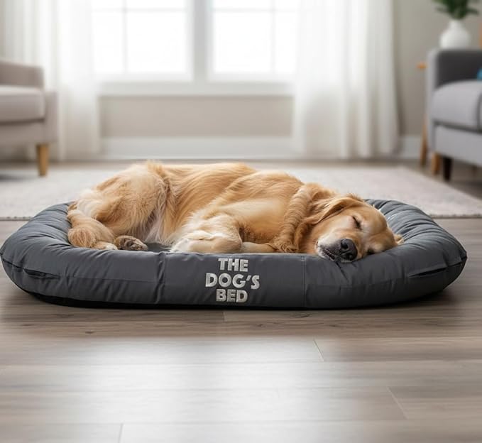 The Dog’s Bed Waterproof Dog Bed for XL Dogs, Grey – Durable Washable Dog Bed for Indoor & Outdoor Use, Tough Oxford Fabric, Removable Cover, Crate Kennel Car Travel Bed
