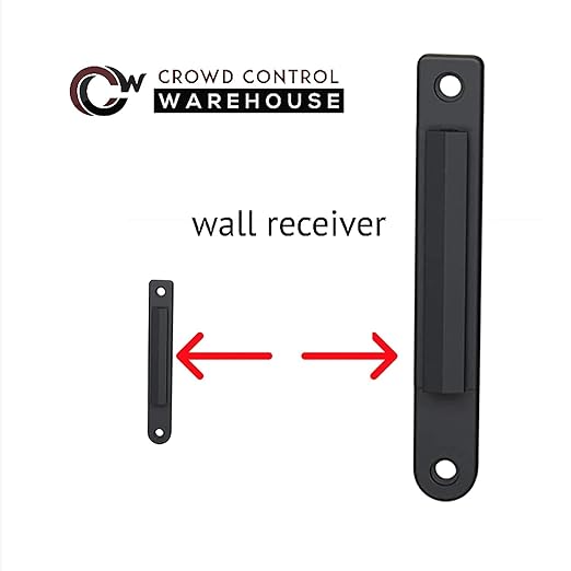 Crowd Control Warehouse - CCW Series WMB-120 Fixed Wall Mount Retractable Belt Barrier - 11 Foot, Black and Yellow Belt with Black Steel Case