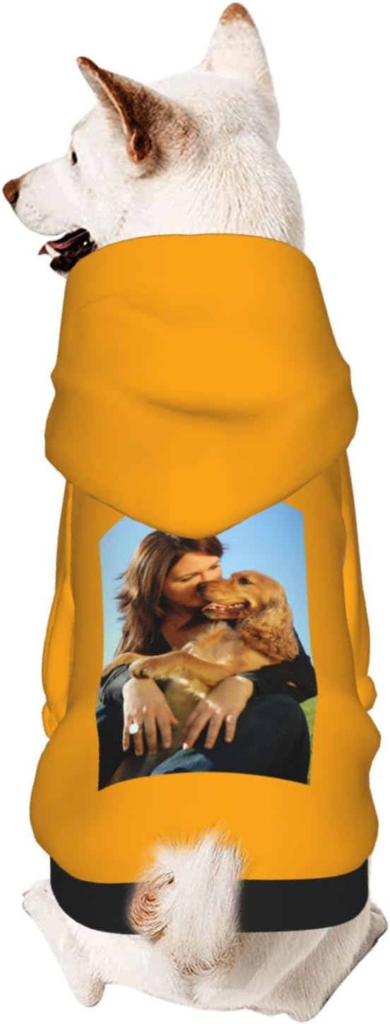 Custom Dog Hoodie Add Your Design Soft & Warm Personalized Photo Text Logo Name Dog Clothes for Puppy Sweatshirt Hooded for Small Medium Large Dogs Girl/Boy Cats Orange