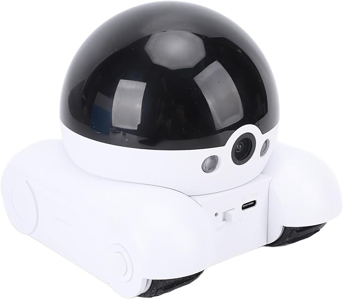 PUSOKEI 1080P Indoor Security Camera, Movable WiFi Pet Camera with Dual Lens, 2 Way Talk, Motion Detection, Night Vision, APP Remote Control, Wire Less Robot Cam for Cat Dog Family