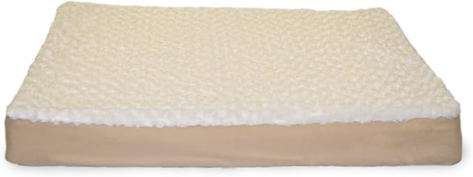 Furhaven Orthopedic Dog Bed for Large/Medium Dogs w/ Removable Washable Cover, For Dogs Up to 55 lbs - Ultra Plush Faux Fur & Suede Mattress - Cream, Large