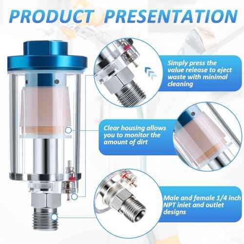 Mudder 2 Pcs Air Compressor Filter, 1/4 Inch Npt Air Oil Water