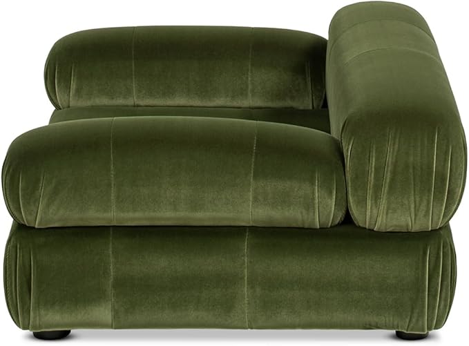 Marcel Upholstered Modern Pet Bed for Small & Medium Dogs and Cats, Sofa-Style Dog Bed with Bolstered Arms, Tufted Cushion, Water & Stain Resistant Velvet (Olive Green)