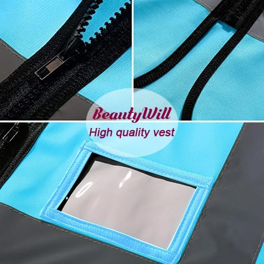 BeautyWill Safety Vest Custom Logo Class2 High Visibility Reflective Vest with 5 Pockets Construction Security Work Vest ANSI/ISEA Standards（Blue，4XL ）