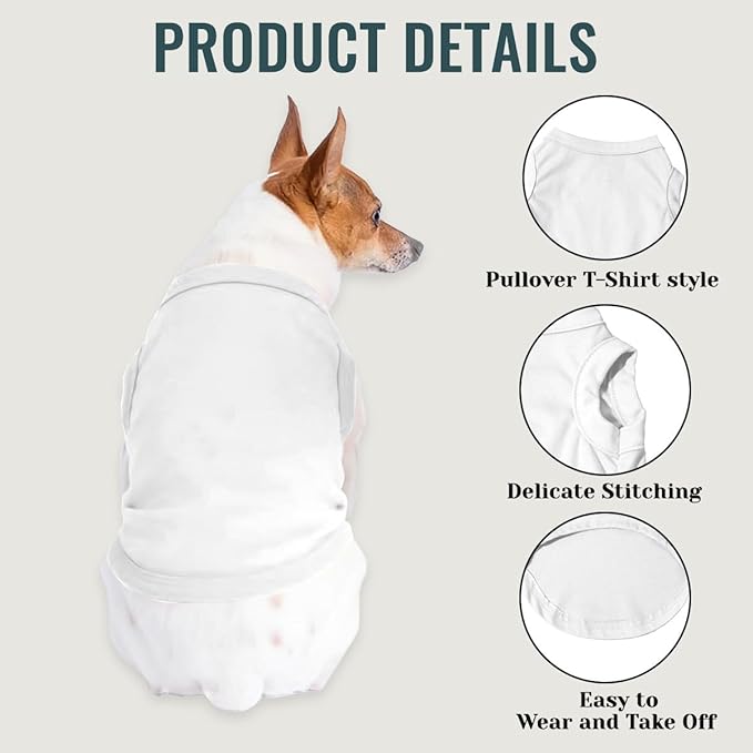 Customized Dog Shirt Custom Pet Clothes T Shirts for Small to Large Dogs Design Image Logo Text Outfits for Puppy Cat Personalized Breathable Sleeveless Pullover White, L