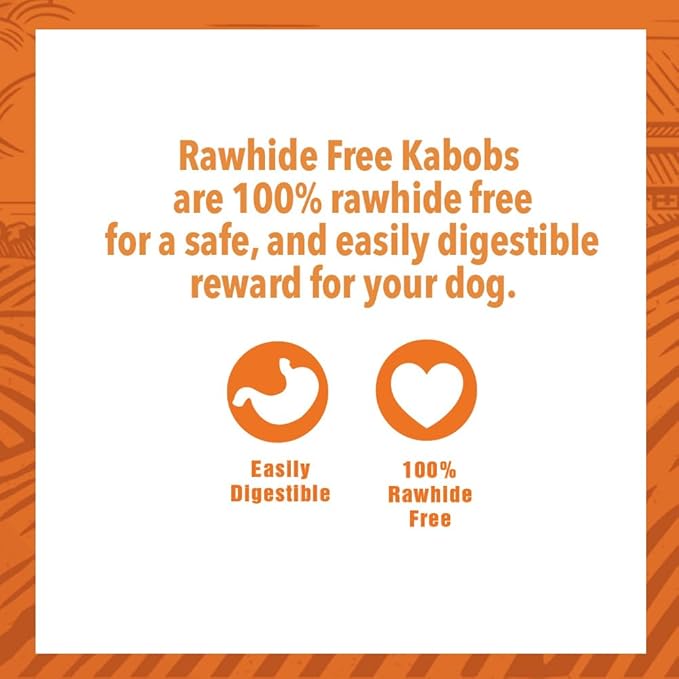Rawhide Free Triple Flavor Kabobs for Dogs | Real Chicken, Beef and Healthy Sweet Potato | 15 Count