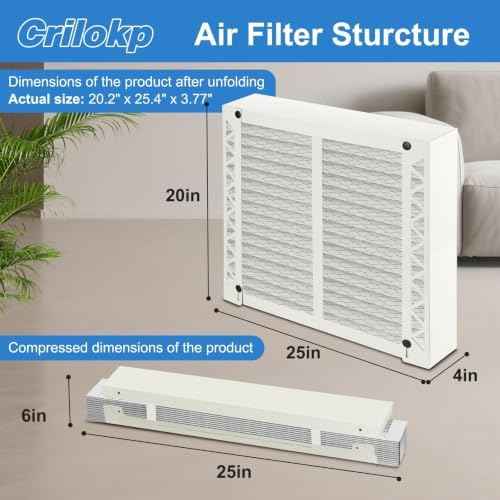 2 Pack 210 Replacement Filter Compatible with AprilAire Whole House Air Purifiers Model 1210, 1620, 2210, 2216, 3210, 4200,Size:20x25x4(20.2" x 25.4" x 3.77") MERV 11 Pleated HVAC AC Furnace Filter