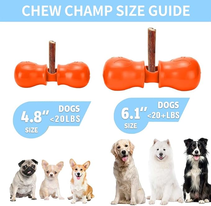Bully Stick Holder - Improved Dog Treat Chew Holder,Fits Various Bully Sticks,Durable Safety Hold Device to Prevent Swallowed Ends and Choking, Large/Orange.
