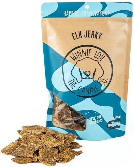 Winnie Lou Elk Jerky Dog Treats – Limited Ingredient, Human Grade, Training Treats for Small, Medium & Large Dogs, USA Made, High Protein, Chews, Hypoallergenic, Sensative Stomach (2 Pack)