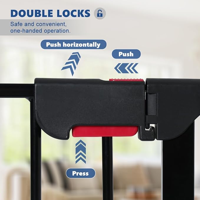 Freestanding Dog Gates with Door Walk Through, Extra Wide Doggy Door 150" W x 29" H Pet Gate Safty 6 Panels Dog Fence for Stairs, Doorways