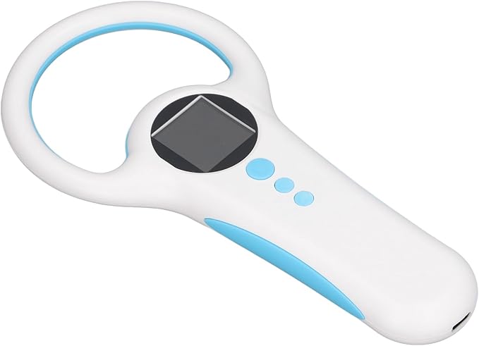 Pet Microchip Reader with Dual Frequency 134.2KHZ / 125KHZ, 100ms Recognition, 500 Record Storage, Handheld Pet ID Scanner for Animal Management