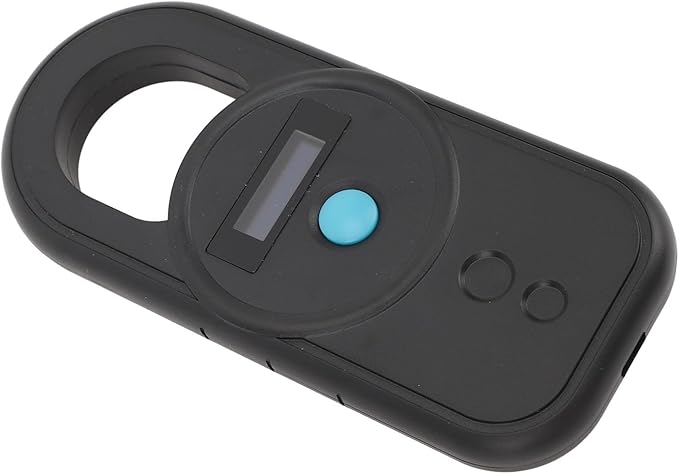 ANGGREK Pet Chip Scanner, Rechargeable Dual Frequency Store 128 Stores Information Easy to Use Portable Animal Tag Reader for Animal Hospitals (Black)