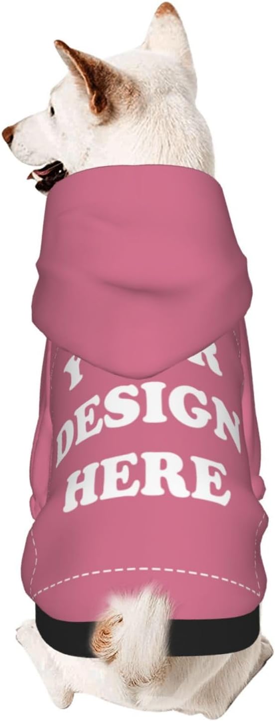 Personalized Chihuahua Dog Hoodie, Custom Pet Warm Sweatshirt Costume with Name Number Photo, Customize ID Clothes for Pupppy Kitten Dogs Cats, DarkPink, XL