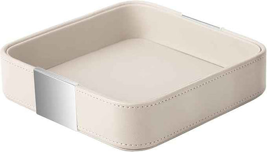 SANZIE Luxury Leather Desktop Storage Small Catchall Organizer Decorative Tray