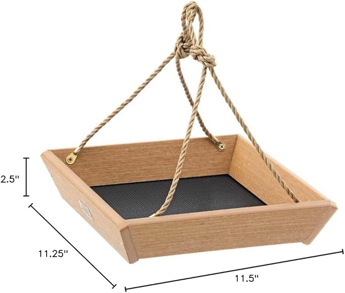 Birds Choice SCHPF100 Hanging Tray Bird Feeder, Spruce Creek Collection, Recycled Plastic,Natural Teak