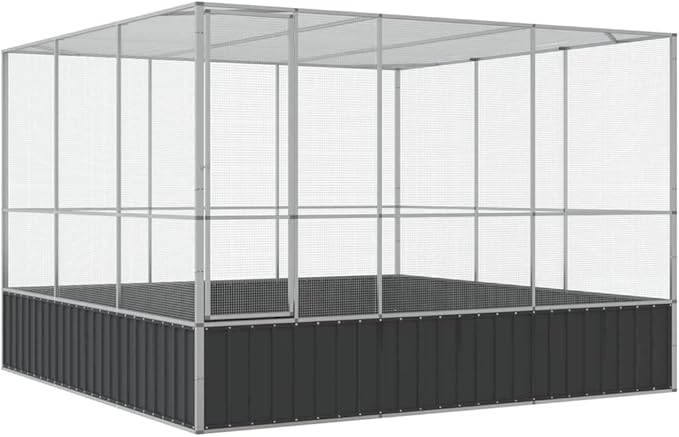 Outdoor Aviary Bird Cage, Galvanized Steel Outside Ample Activity Space Birdcage, 122.4"x120.9"x83.5", -261