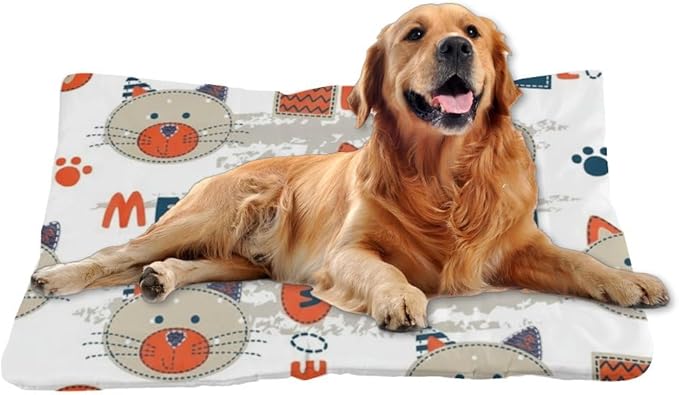 Comfortable Cat Beds with Anti-Slip Bottom, Cute Animals Dog Travel Accessories Puppy Crate Pads Dog Beds& Furniture Cozy Matt for Indoor& Outdoor Sofa Cars, Machine Washable 24 X 36 Inch