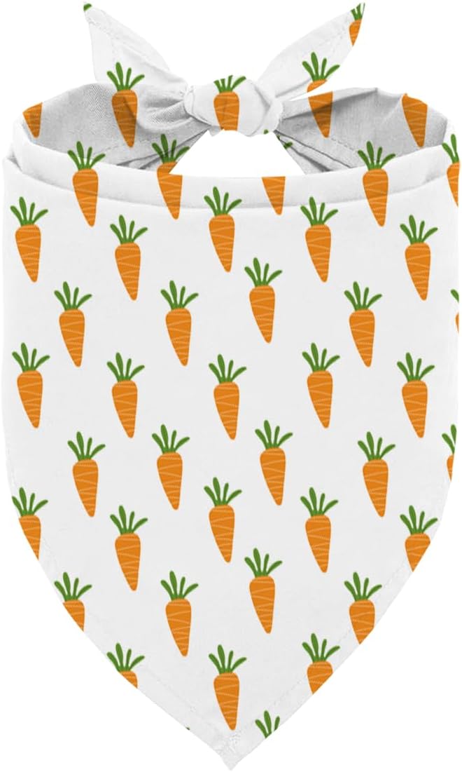 Easter Carrot Over The Collar Dog Bandana, Cute Carrot Print Adjustable Triangle Pet Scarf for Small Medium Dogs, Easter Pet Accessory Bandana, Dog Lover Gift