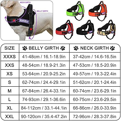 PetLove Dog Harness, Adjustable Soft Leash Padded No Pull Dog Harness for Small Medium Large Dogs, Black